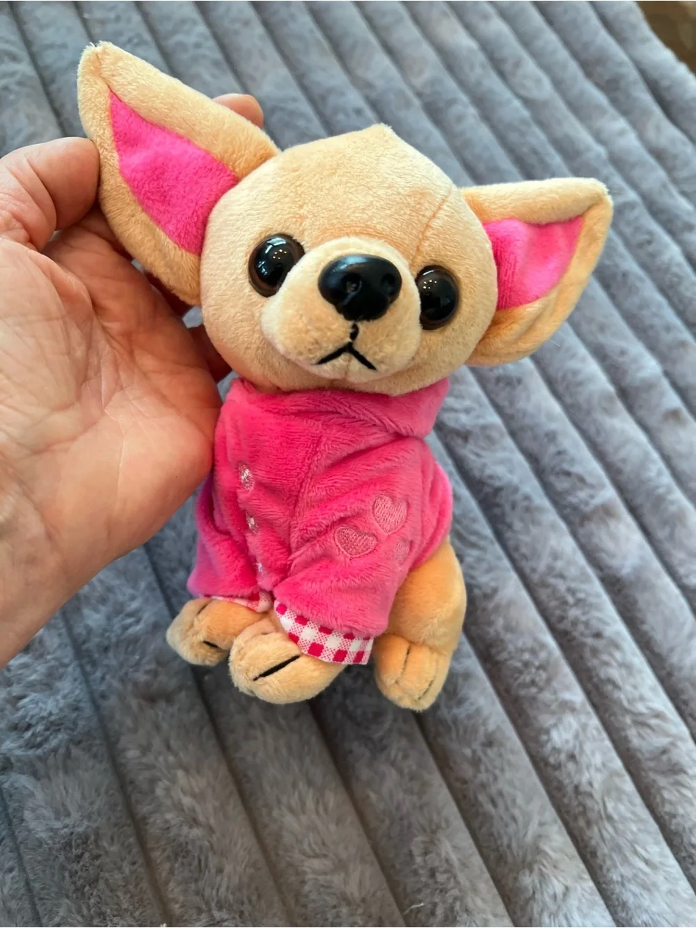 Plush Chihuahua Toy in Pink Hoodie